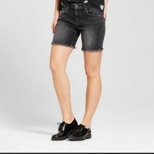 Black denim shorts